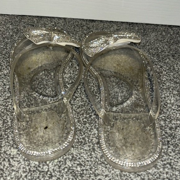 Clear jewel rimmed gel thong slippers with jeweled bows women’s size 8 - Picture 7 of 9